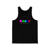 Queer all gender Jersey Tank funty tank rainbow graphic