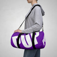custom white and purple pup Duffle Bag V3