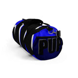 PUP custom Duffle Bag over sized black and white on blue graphic