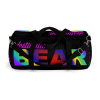 "destination bear" Duffle Bag (radial rainbow graphic)