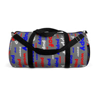 Pup puppy pupper woof custom Duffle Bag red white blue and grey