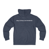 be truth (front) stay curious, be wonderful (back) Unisex French Terry Zip Hoodie (white print)