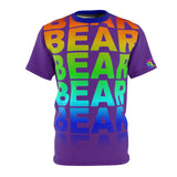 "BE BEAR" BEAR All Over Print Tee (rainbow on purple)