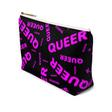 "be queer" queer Accessory Pouch w T-bottom (pink and black all over print)