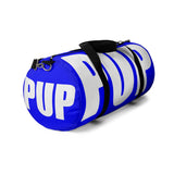 custom puppy Duffle Bag "PUP" blue and white version four