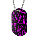 "be queer" queer Dog Tag (black and pink all over print)