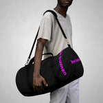 "be human" Duffle Bag (pink and black all over graphic)