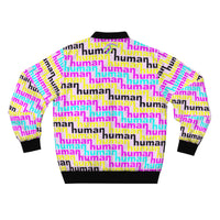human just like you cmyk on pink all gender AOP Bomber Jacket (traditional men's cut)