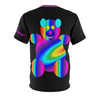 Phonetic Bear on the front (rainbow trip bear graphic on the back) all over sublimation tee.