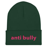 anti bully Cuffed Beanie (pink embroidery)