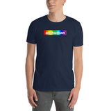 "all human" Short-Sleeve Unisex T-Shirt (white and rainbow graphic)