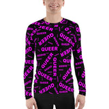 be queer, queer Men's Rash Guard (pink and black all over print)