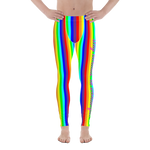 stay curious, be wonderful. rainbow candy stripe Men's Leggings / yoga pants