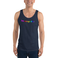 "be empathy" Unisex  Tank Top (black and rainbow graphic)