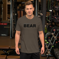 "destination bear" Short-Sleeve Unisex T-Shirt (black and grey graphic)