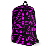 "be queer" queer Backpack (pink and black all over print)