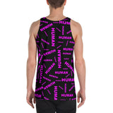 human Unisex Tank Top (pink and black all over graphic)