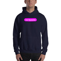 "be femme" Hooded Sweatshirt (pink and white graphic)