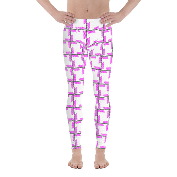 "be queer" Men's Leggings/ yoga pants (pink and black all over graphic)
