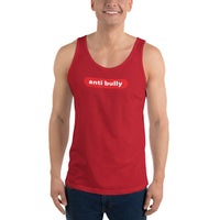 "anti bully" Unisex  Tank Top (red and white graphic)