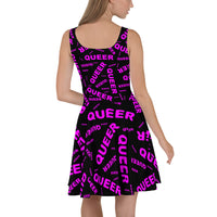 "be queer" queer Skater Dress (pink and black all over print)
