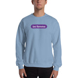 "be femme" Sweatshirt (purple and white graphic)