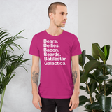 Bears. Bellies. Bacon. Beards. BSG. all gender T-Shirt up to 4XL