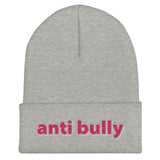 anti bully Cuffed Beanie (pink embroidery)