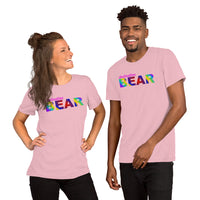 "destination bear" Short-Sleeve Unisex T-Shirt (rainbow graphic)