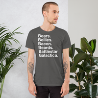 Bears. Bellies. Bacon. Beards. BSG. all gender T-Shirt up to 4XL