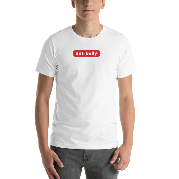 "anti bully" Short-Sleeve Unisex T-Shirt (red and white graphic)