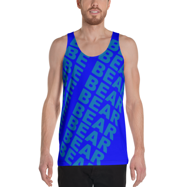 BE BEAR all over print tank top (blue on blue)