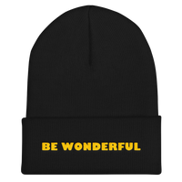 BE WONDERFUL gold embroidery beanie hat
