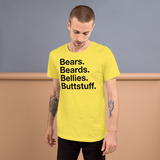 Bears. Beards. Bellies. Buttstuff. all gender T-Shirt up to 4XL