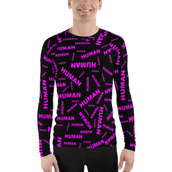 human Men's Rash Guard (pink and black all over graphic)