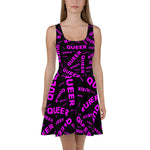 "be queer" queer Skater Dress (pink and black all over print)