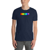 "i am" I am Short-Sleeve Unisex T-Shirt (rainbow and white graphic) promo line